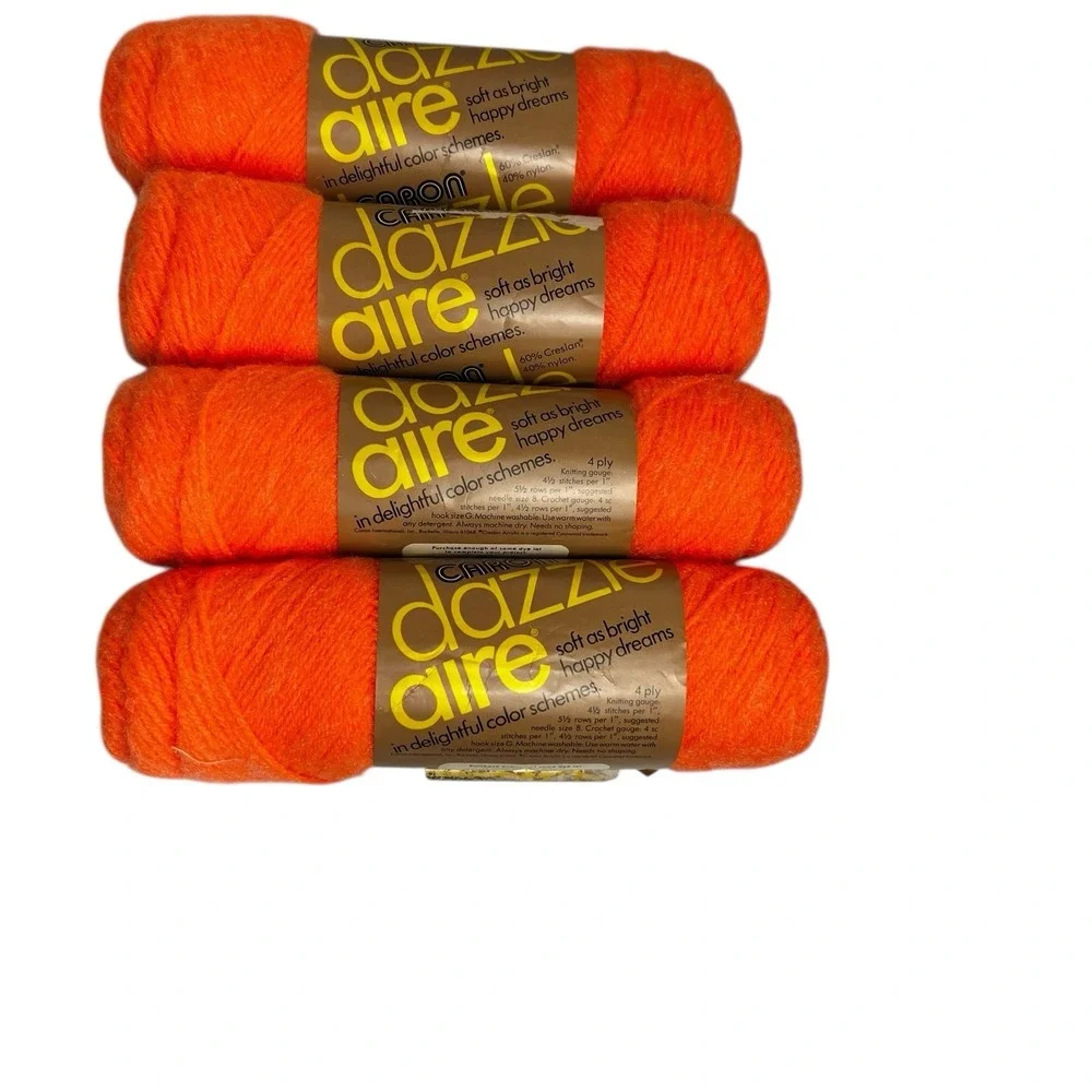 NOS Caron Dazzle Aire Yarn Lot‎ 4 Skeins 2603 Coral Same Dye Lot 4 Ply